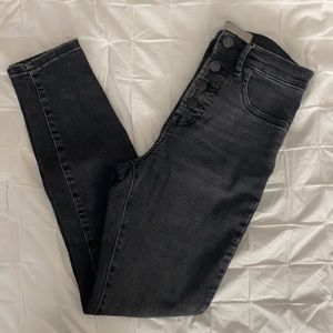 Everlane High Rise Authentic Stretch Button Fly Black Skinny Jeans